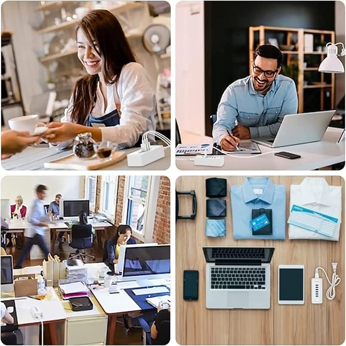 USB Fast Charger, 6-Port Portable Charging Station, Suitable for Various Devices, Compatible with iPhone, iPad, Samsung, Google, Xiaomi, Huawei and Other USB Charging Devices