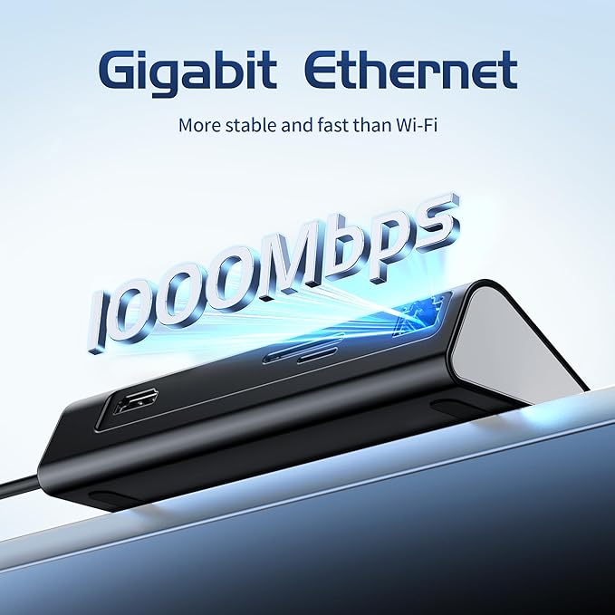 USB C Hub Ethernet, 10Gbps Laptop Docking Station 10-in-1, 4K@60Hz HDMI, 3 USB C/A 3.2 Data, LAN, 2 USB A 2.0, PD 100W, SD/TF Ports, 3.28FT Powered USB Hub for Laptop, PC, iPhone 16/15, Mac