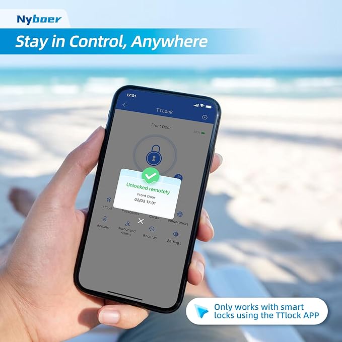 Wi-Fi Gateway Remotely Control Smart Fingerprint Door Lock with TT Lock App, Gateway Smart Hub Compatible with Alexa Voice Control,Electronic Lock Assemblies by Nyboer