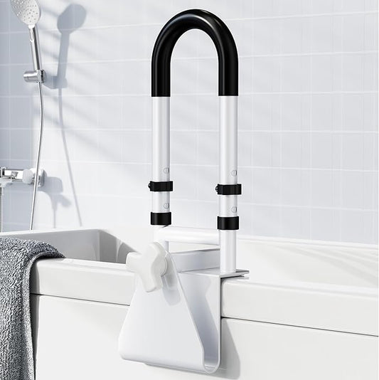 Adjustable Bathtub Safety Rail: Shower Grab Bar Handle for Seniors, Elderly, and Disabled, 14–18 Inch Height Range, Bathroom Safety Bars with Non-Slip Grip, Supports 300 lbs