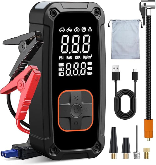 Tire Inflator Portable Air Compressor - 150PSI Electric Air Pump for Car Tires,Air Compressor Portable with Tire Pressure Gauge for Motorcycle,Bike, Car, Ball (Dual Type) (Orange)