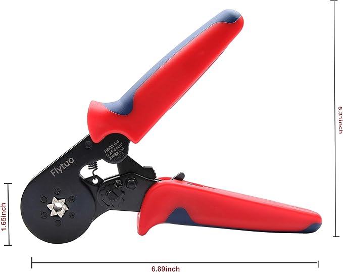 Hexagonal Crimping Tool, AWG23-10 HSC8 6-6 Self-adjusting Ratchet Wire Ferrule Crimper Plier for Wire Terminals Cables End-sleeves