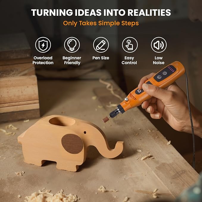 HARDELL Mini Cordless Rotary Tool, 5-Speed Type-C Charging Rotary Tool Kit with 43 Accessories, 3.7V Multi-purpose Power Tool for Woodworking, DIY Crafts, Art Creating