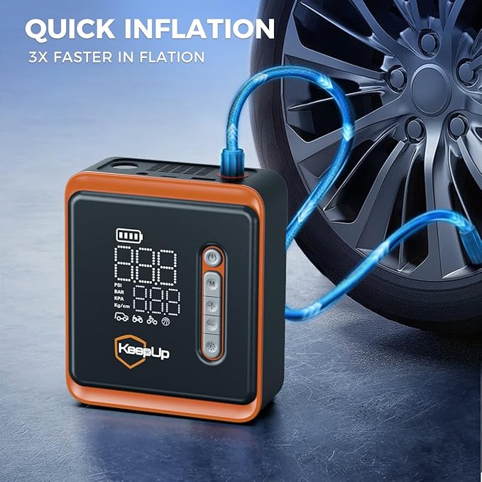 Tire Inflator Portable Air Compressor - 150PSI Fast Inflation Cordless Air Pump with 10000mAh Rechargeable Battery for Car Tires Bike Motorcycle Ball Auto shut-off