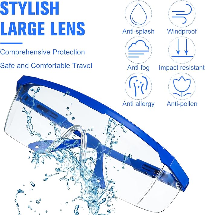 Kigeli 20 Pairs Safety Goggles over Glasses Lab Goggles Anti Fog Scratch Adult Protective Eyewear for Classroom Work