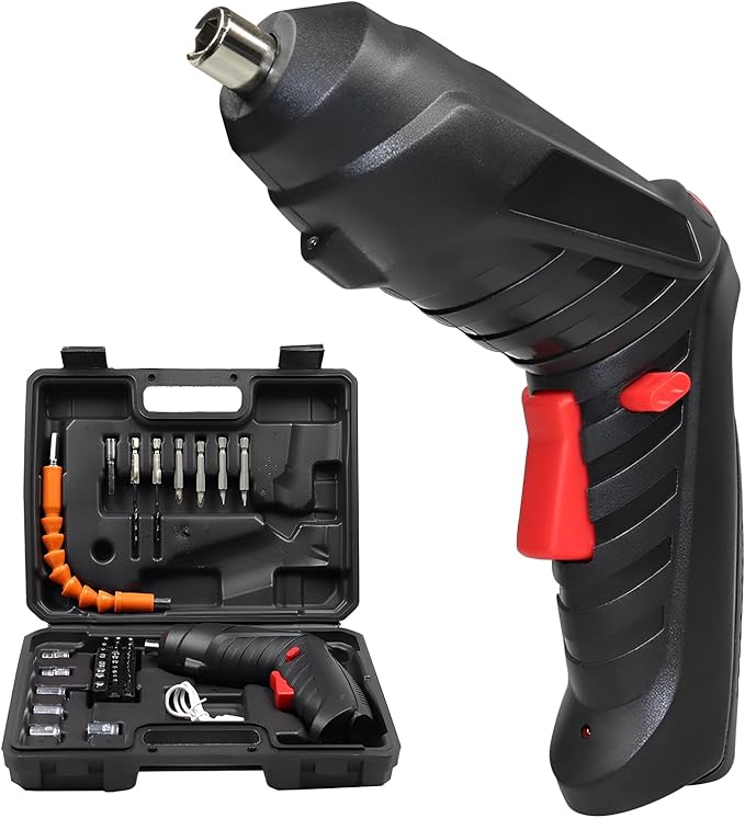 Cordless Electric Screwdriver, 4.2V Rechargeable with 47-Piece Bit Set, 3.5Nm Power, 2-Position Handle, LED Light