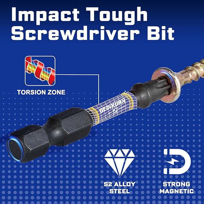 Impact Torx Screwdriver Bits Set, 20 Pieces 2”Security T7-T40 Magnetic S2 Steel Multi Star Driver Bits with Soft Hanging Strips