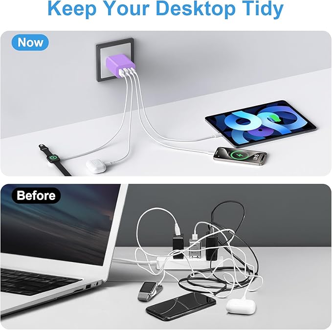 USB C Charger Block,40W USB C Charger Cube,Type C Charging Block,USB Wall Chargers Dual Port PD+QC Charging Cube for iPhone 16 15 14 13 12 11 Pro Max XS,iPad, Samsung Phone,Tablet(Purple)