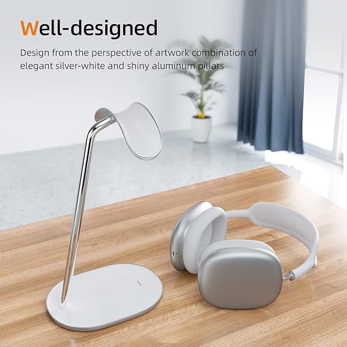 BENKS Desktop Headphone Stand Universal Headset Holder Hanger Mount with Protective Silicone Pad, Gaming Headset Accessories, Compatible with AirPods Max, Beats, Bose, Sony and so on (White)