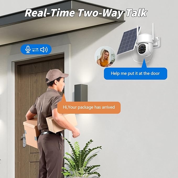 4G LTE Cellular Solar Security Camera, No WiFi Solar Powered Security Camera Outdoor, 360° Live View, 2K Color Night Vision, PIR Motion Detection, 2 Way Talk, Built in SIM Card