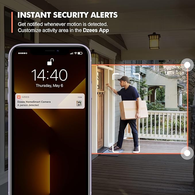 Dzees 360° PTZ Security Cameras Wireless Outdoor WiFi, 2K Battery Powered Home Security Camera Indoor, Spotlight & Siren, Color Night Vision, 2-Way Talk, AI Motion Detection, IP66 2-Pack