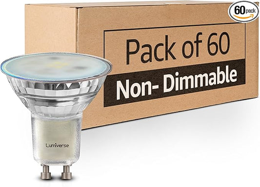Lumiverse 60 Pack GU10 LED Bulb, Non-dimmable 4W (35W Equivalent) 100 Degree Flood Beam 2700K Soft White, Halogen Replacement for Kitchen, Living Room, Bedroom