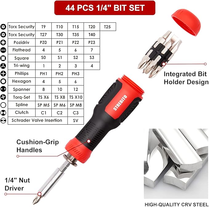 STREBITO Precision Screwdriver Set 191-Piece Multi-Bit Screwdriver 1/4 Inch Nut Driver Home Improvement Tool Electronic Repair Kit for Computer, iPhone, Laptop, PC, Cell Phone, PS4, Xbox, Nintendo