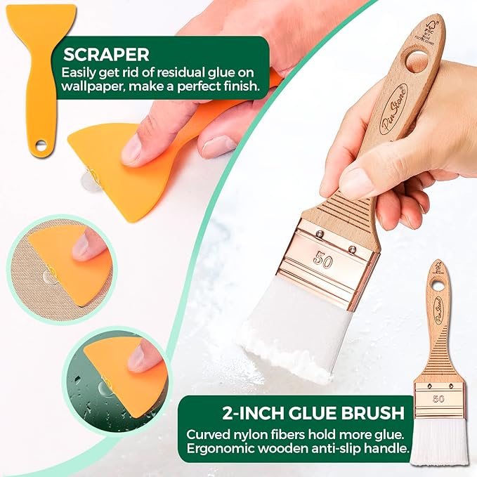 Wallpaper Smoothing Tools, 10pcs Wallpaper Kit with Silicone Flat & Corner Seam Roller, Squeegee and Wallpaper Paste Brush for Smoothing Wall paper Peel and Stick Vinyl Application