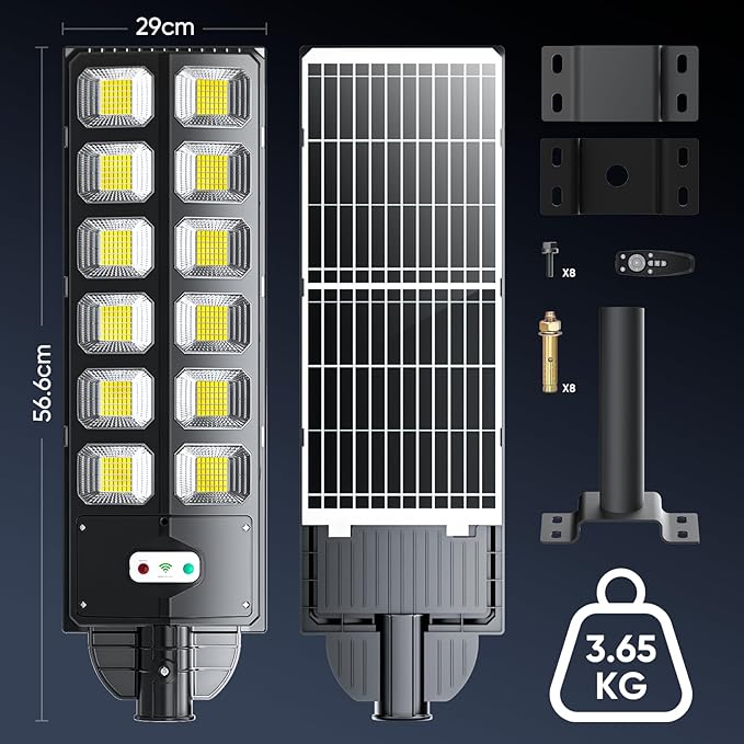 2 Pack Solar Street Lights Outdoor Waterproof, 6500K 504 LEDs Solar Security Flood Lights IP66 Dusk to Dawn for Outside Garden Yard Parking Lot Patio, Front Door Garage