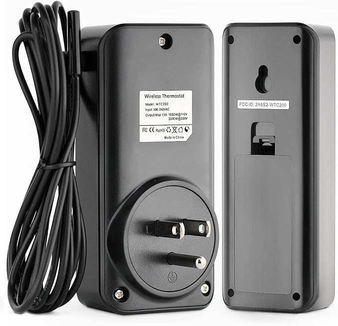 DIGITEN Wireless Temperature Controller WTC200 Thermostat Outlet Greenhouse Thermostat Plug in Temperature Controller with Remote Cooling Heating Mode for Home Brewing Reptiles Incubation