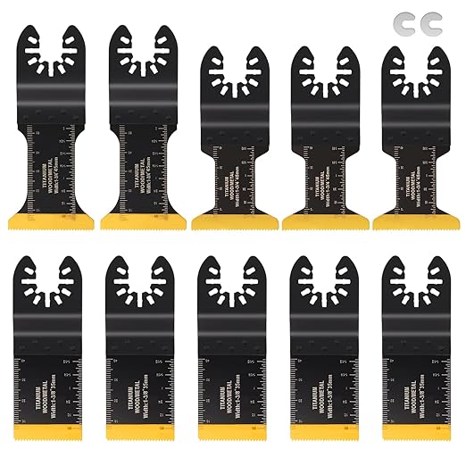 COMOWARE 10Pcs Titanium Oscillating Blades, Multi-Task Blades for Universal Saw, Fine Tooth Multitool, Suits Metal & Quick Release