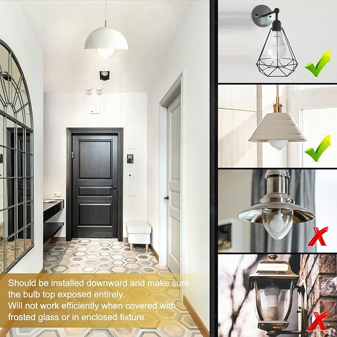 DiCUNO PIR Motion Sensor Light Bulbs, 12W (100W Equivalent) E26 LED Body Motion Sensor Infrared Bulb Auto on/Off, Outdoor/Indoor Light for Front Porch Garage, 1100LM 5000K Daylight White, 2 Pack