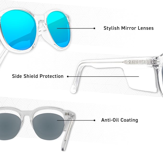VETRA Omega Z87+ Safety Glasses UV400 Side Shield Anti-Oil Coating CP Frame Eyewear