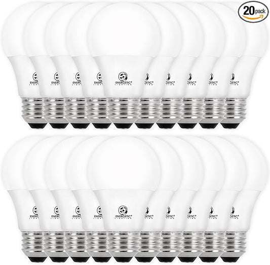E ENERGETIC LIGHTING Dimmable LED Light Bulbs, 60W Equivalent, Soft White 2700K, 8W 800 Lumens LED Bulbs, E26 Base Standard Light Bulbs, ETL Listed, 20 Packs