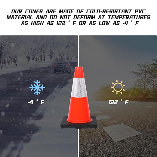 Traffic Safety Cone 18 Inches, with Reflex Collars of Parking Lots, Lane Road Traffic Control Construction Driving Safety Cone 12 Pack