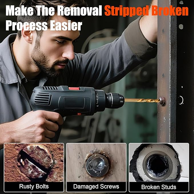 14pcs Screw Extractor Set and Left Hand Drill Bits for Removing Broken Bolt Extractor Kit, Easy Out Screw Extractor Set, Screw Remover Tool with Storage Case, Gifts for Men, Dad and Husband