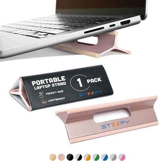 Steepy Portable Laptop Stand for Desk – Adjustable Height, & Portable Laptop Holder – Ergonomic Computer Stand for Cooling & Comfort – Slip-Proof, Sturdy Design – Universal Fit for 13-17 Inch Devices