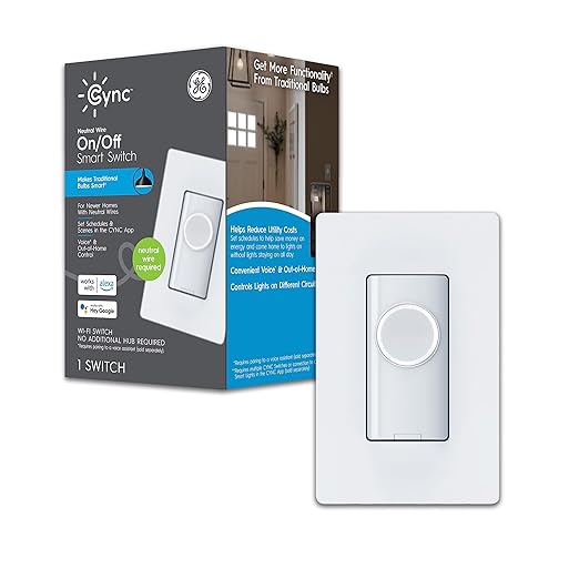 GE CYNC Smart Light Switch, Button Style, Neutral Wire Required, Bluetooth and 2.4 GHz Wi-Fi 4-Wire Switch, Works with Alexa and Google (1 Pack)