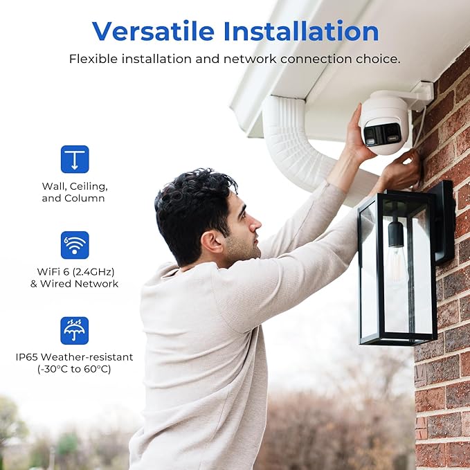 IMILAB EC6 Panorama 3.5K WiFi Plug-in Spotlight Camera: 180° Utra Widely View w/344° Rotatable Dual-Lens Security Camera Outdoor, 6MP Clarity Surveillance Cam, Motion Detection, Color Night Vision