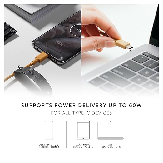 Native Union Type-C Belt Cable - USB-C to USB-C 4ft Ultra-Strong Charging Cable Compatible with iPhone 16, 16 Plus, 16 Pro, 16 Pro Max, iPad Pro, iPad Air, Galaxy S25, Flip 6, Fold 6 (Navy)