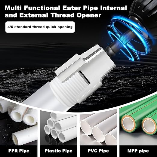 2025 New Integrated Internal and External Pipe Threading Tool Pipe Thread Cutting Tool Electric Drill Compatible PVC Pipe Threader Kit 1/2" (DN15) 3/4" (DN20) Pipe Sizes Tool for Electric Drill