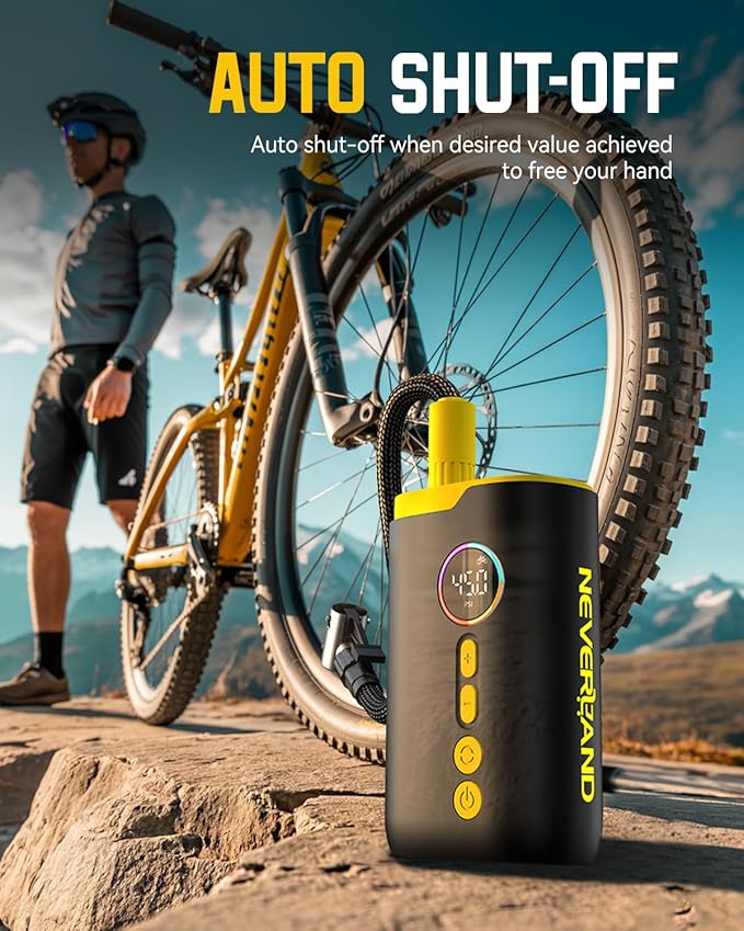 NEVERLAND Tire Inflator Portable Air Compressor - 150 PSI Electric Air Pump for Car Tires with Auto Shut, Cordless Tire Air Pump for Bicycle, Motorcycle, Bike Tire Pump with Gauge