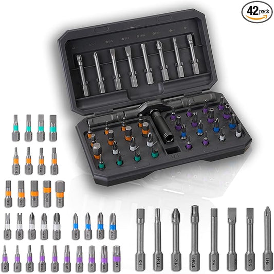 42 in 1 Magnetic Screwdriver Set, DIY Ratchet Screwdriver Set, Multi Bit Magnetic Drive with Ratchet Handle, Portable Compact Repair Tool Kit for Home, Electronics, Furniture, Computer, Bike Repairs
