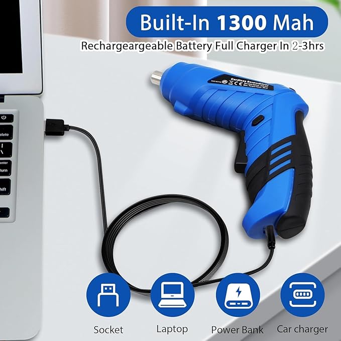 Cordless Electric Screwdriver, 3.6V usb Charging 2-3hours, Small Drills for Moving, Disassembling and Reassembling Cabinets and Beds not Suitable for Construction Sites and Concrete Drilling