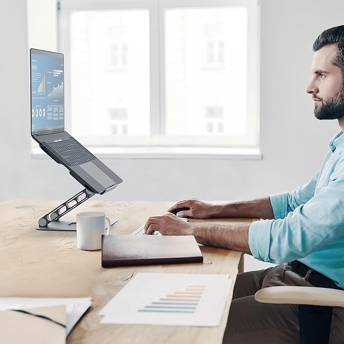 j5create Multi-Angle Aluminum Laptop Stand, Ergonomic Notebook Riser, Suitable for MacBook, Dell, HP, Lenovo, Fits Most laptops up to 16" (JTS127)