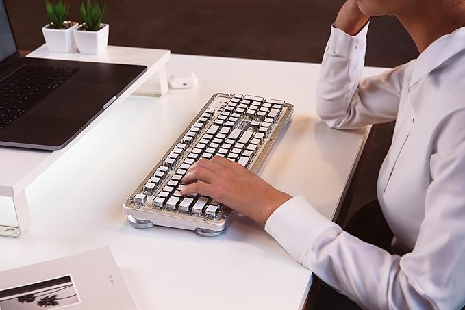 Azio RC Prestige Mechanical Keyboard, Bluetooth 5.0, Hot-Swappable Switches, PC/Mac (Ivory/Brown Switches)