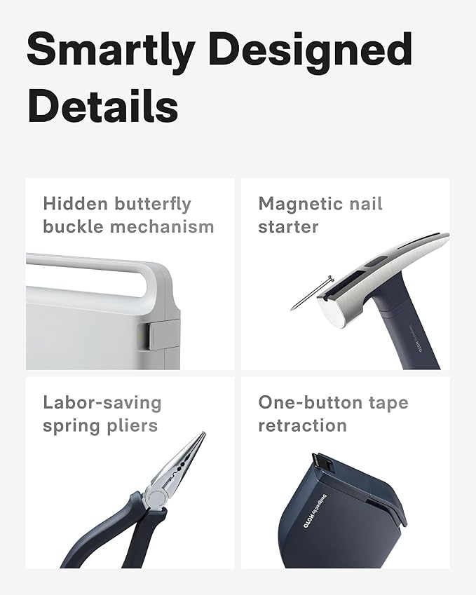 HOTO 18-Piece Tool Kit, Electric Screwdriver w/LED, 3 Torque, 10 Bits, Basic Home Tool Kit - Compact & Portable w/Hidden Buckle, Home Repair Set for DIY Projects/Dorm Repairs/Assembling