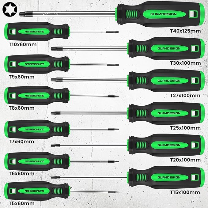 13 Pieces Magnetic Torx Screwdriver Set ，T5 -T40 Star Screwdrivers