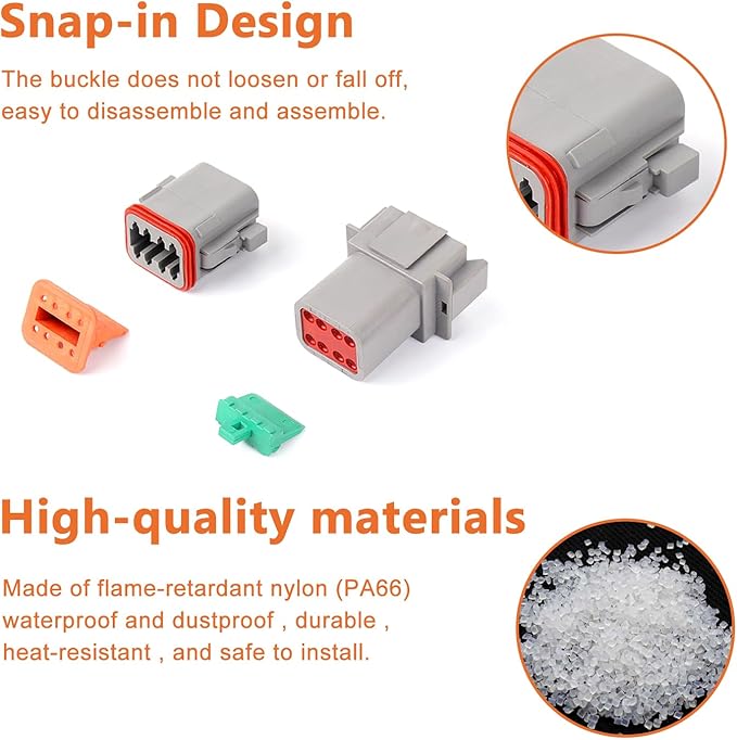 Deutsch Connectors Kit 635PCS - 2/3/4/6/8/12 Pin DT Connectors with Removal Tool, Size 16 Solid Terminal Contacts - 14-18 AWG for Automotive Application