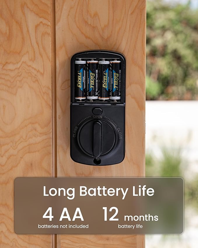 DESLOC Smart Door Lock B200, Smart Deadbolt Lock, Keyless Entry Door Lock, Fingerprint Deadbolt Smart Lock, Smart Locks for Front Door, App Control, Touchscreen Keypad Deadbolts,12-Month Battery, IP54