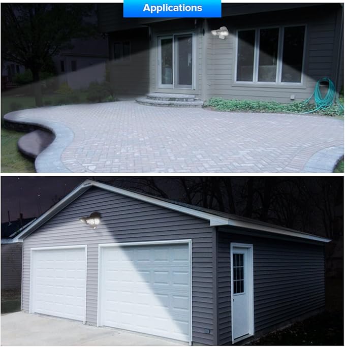 SANSI LED Outdoor Motion-Activated Security Lights, 27W (200W Equiv.) 2700lm, 5000K Daylight, Waterproof Flood Light with Adjustable Head, 5 Year Warranty, White