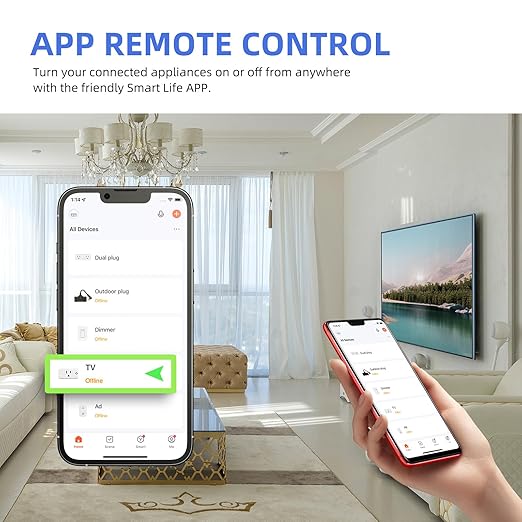 Smart Plug 15A, Smart Life Wi-Fi Outlet Compatible with Alexa, Google Home & Echo, App Control, Timer Function & Group Control, Schedule, Voice Control, 2.4GHz, FCC Certified, White, 4-Pack