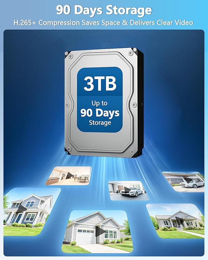 【90-Day Storage】 Outdoor Wired Security Camera System, Home Video Surveillance Systems, CCTV Cameras for Home, DVR Camera System