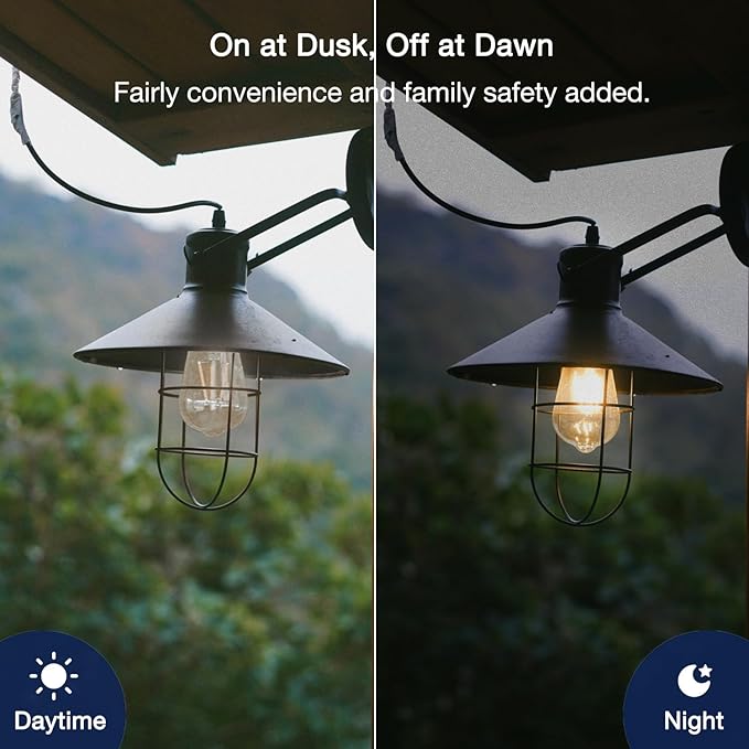 FLSNT Dusk to Dawn Outdoor Sensor ST19 LED Light Bulb, 7W (60W Eqv.), 800LM,Vintage Filament E26 Base, Auto On/Off Photocell Automatic for Energy-Efficient Outdoor Lighting, 3000K Warm White, 2 Pack