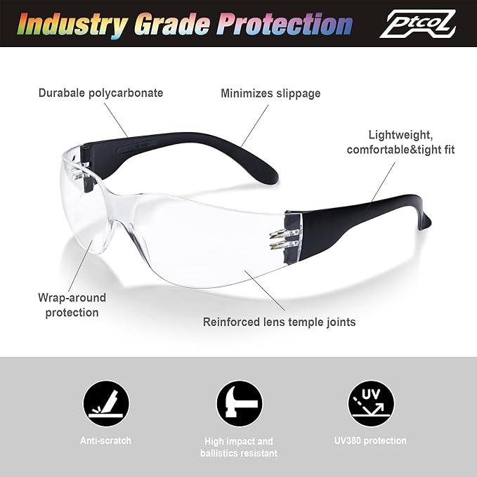 28 Pack Safety Glasses BLACK Frame (Bulk Pack of 24+4) Unisex Clear Anti-Scratch Protective Goggles Impact Resistant Lens Eyewear with ANSI Z87.1 Certified for Construction, Shooting and Laboratory