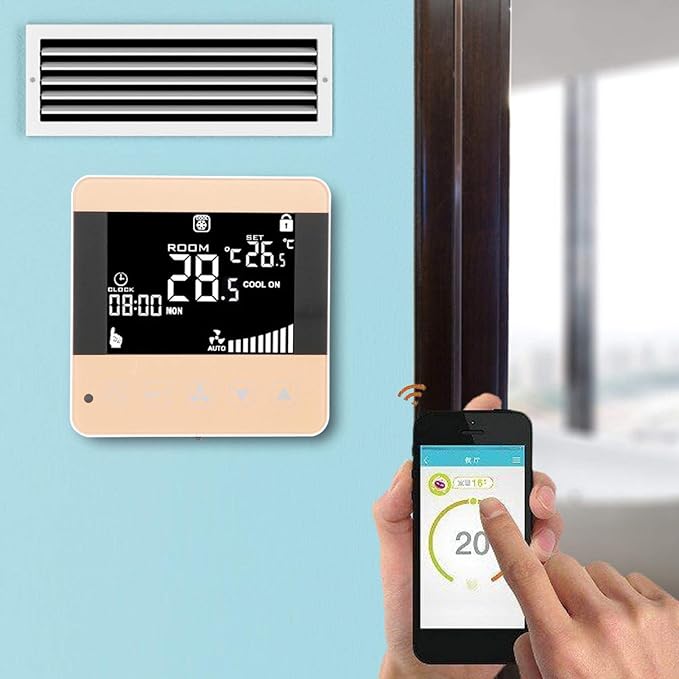 AC90-240V Fan Coil Thermostat Intelligent Digital Central Air‑Conditioner Thermostat Temperature Controller Fan Coil Unit LCD Display(WiFi Type)