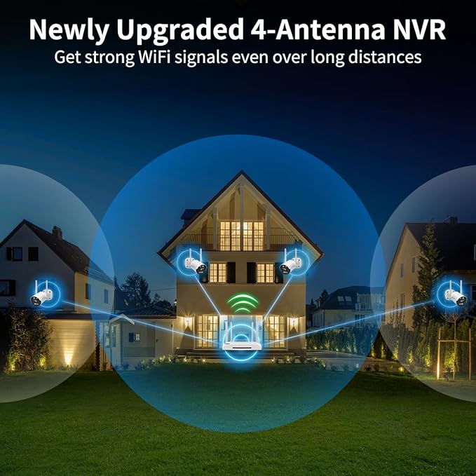 《𝟭𝟯𝟬°𝗪𝗶𝗱𝗲 𝗔𝗻𝗴𝗹𝗲 & 𝟮-𝗪𝗮𝘆 𝗔𝘂𝗱𝗶𝗼》Wireless Security Camera System Outdoor, WiFi Cameras for Home Security,Video Surveillance Systems