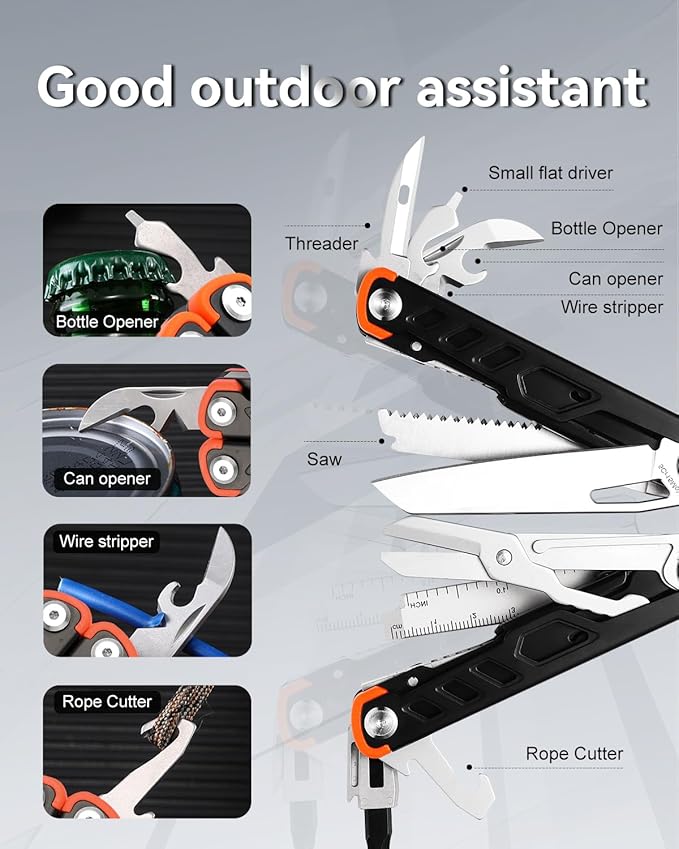 MINI Multitool Pliers,14-In-1 Survival Gear For Outdoor,Home, And Auto Repair,Birthday Christmas Gifts For Men Boyfriend Dad Husband(Black)