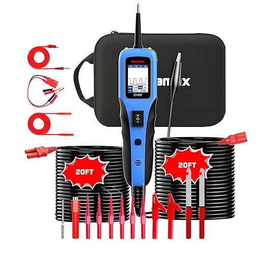 Automotive Power Circuit Probe Tester 12-24V Trailer Light Tester with 0.7mm Non-Piercing Probe Kits&40FT Cord Resistance&Duty Cycle Digital Multimeter Short&Open Finder Diode Diagnostic Tool