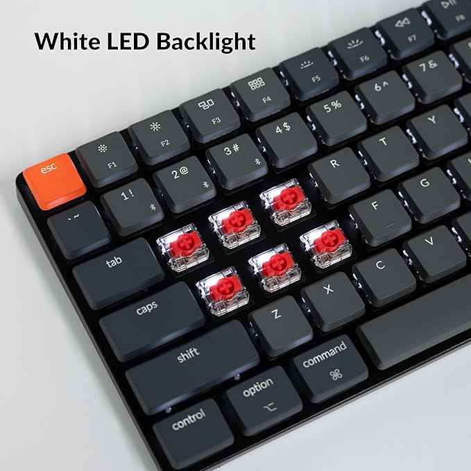Keychron K3 Version 2, 84 Keys Ultra-Slim Wireless Bluetooth/USB Wired Mechanical Keyboard with White LED Backlit, Low-Profile Gateron Mechanical Red Switch Compatible with Mac Windows